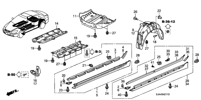 Plate B, Floor Heat Baffle (74602-SJA-A03) - 2