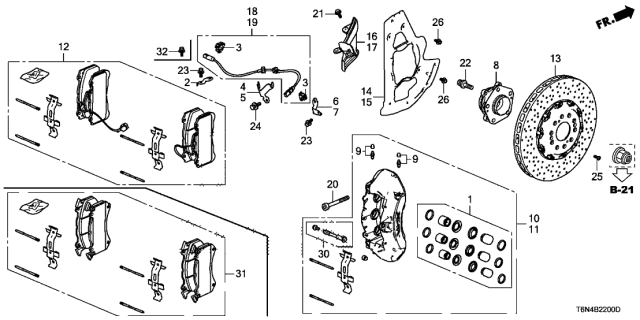 SET,PAD FRONT (FE (45022-T6N-G11) - 2