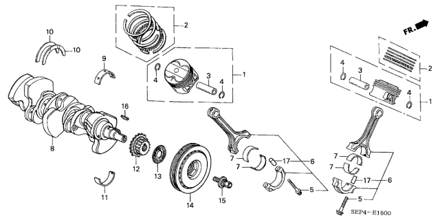 Bearing B, main upper brown (13322-P8A-A01) - 3