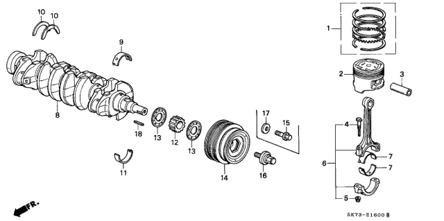 Bearing B, main upper black (13322-PR3-004) - 4