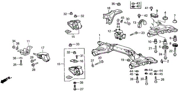 RUBBER,RR.ENGINE (50810-SB2-983) - 2