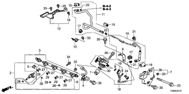 Pipe Complete B, Fuel (16721-RDF-A01) - 2