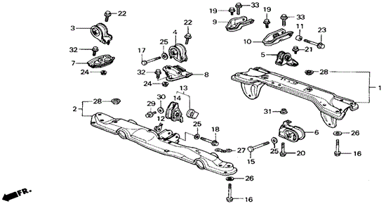 MTG RUB ASSY,RR E (50810-SH3-985) - 2