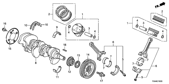 Bearing A, main upper brown (13322-RYE-A02) - 2