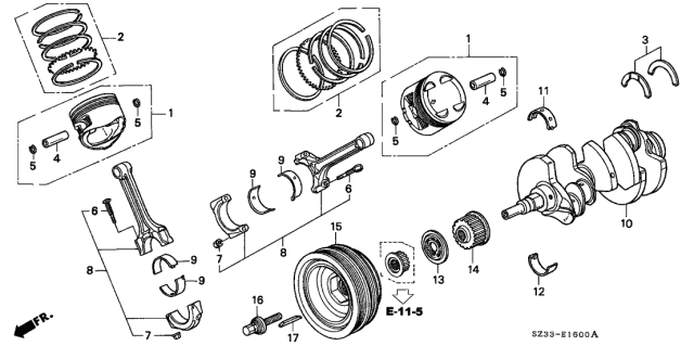 PISTON SET B (STD (13020-P5A-000) - 2