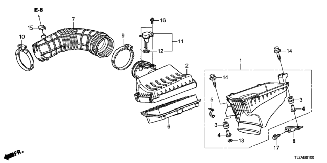 Air cleaner (17220-RL5-A00) - 5