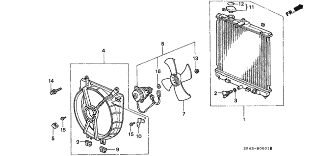Дифузор вентилятора охолодження (19015-P08-014) - 2