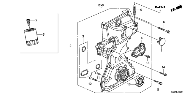 PUMP ASSY,OIL (15100-R1P-U01) - 2