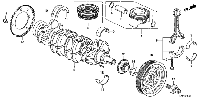 RING SET,PISTON (13011-R40-A12) - 2