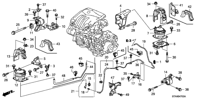 MTG RUB ASSY,ENG (50810-STX-A02) - 7