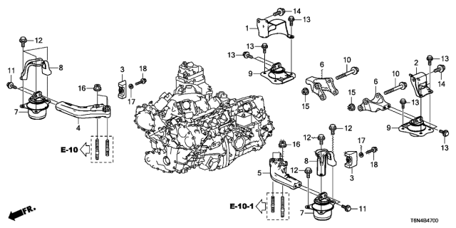 MTG RUB ASSY,ENG (50810-T6N-A01) - 2