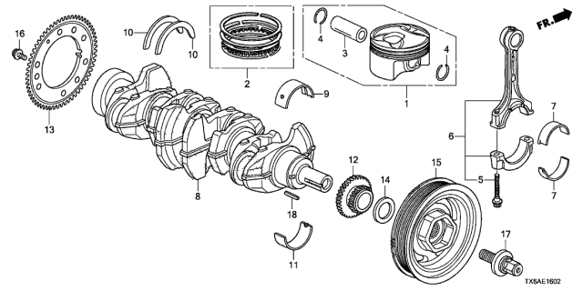 Bearing A, main upper blue (13321-5A2-A01) - 2