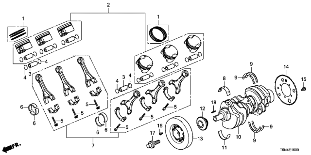 Bearing B, main upper (13323-58G-A01) - 2