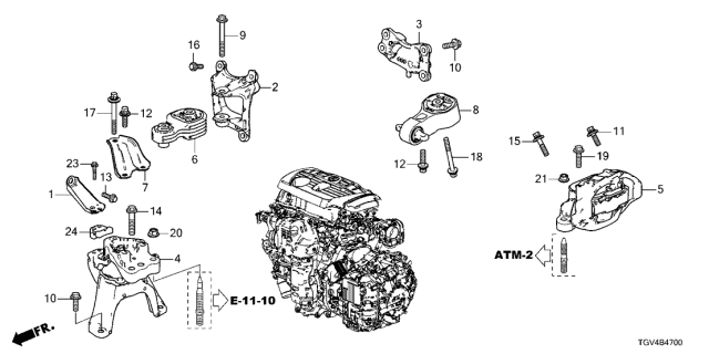 Mounting Engine Right (50820-TGV-A01) - 2