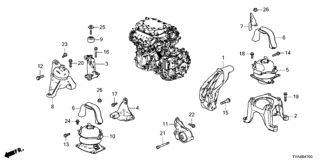 Mounting Engine Right (50820-TYA-A01) - 2